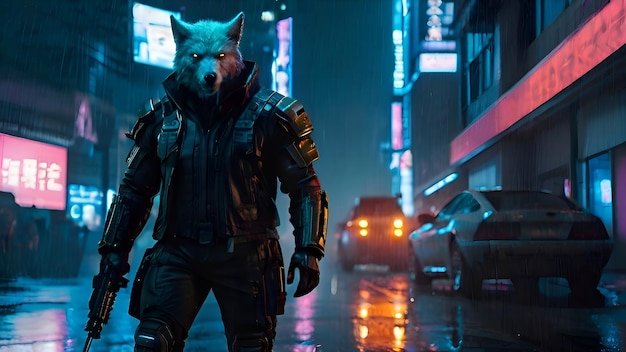 El hombre lobo cyberpunk