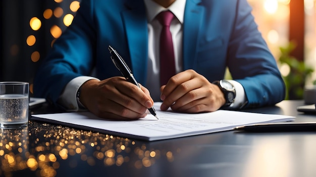 Hombre con la mano firmando papel tapiz Empresario firmando imágenes Cerrando un trato o escenas de contrato