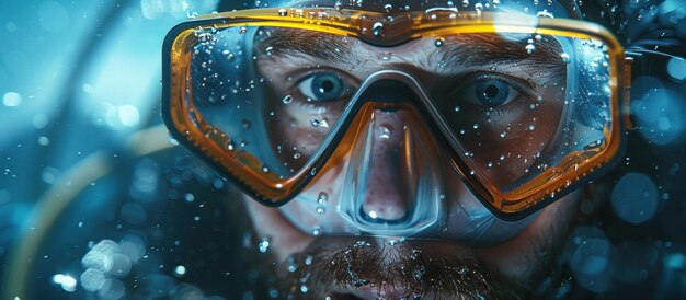 Foto hombre con máscara de buceo y gafas