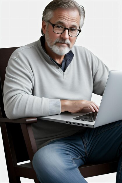 hombre de mediana edad trabajando sentado en su sillón