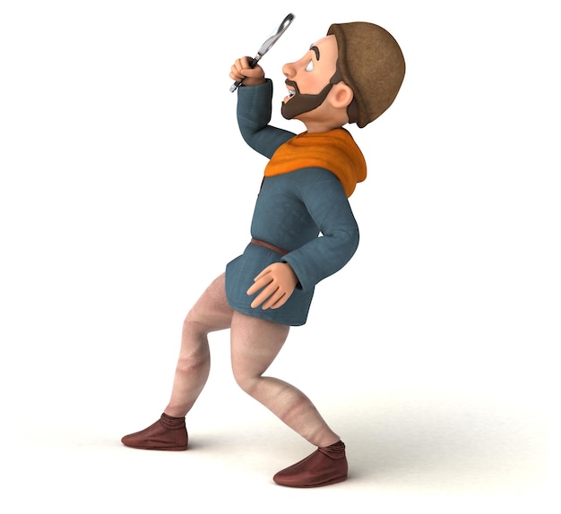 Hombre medieval de dibujos animados en 3D