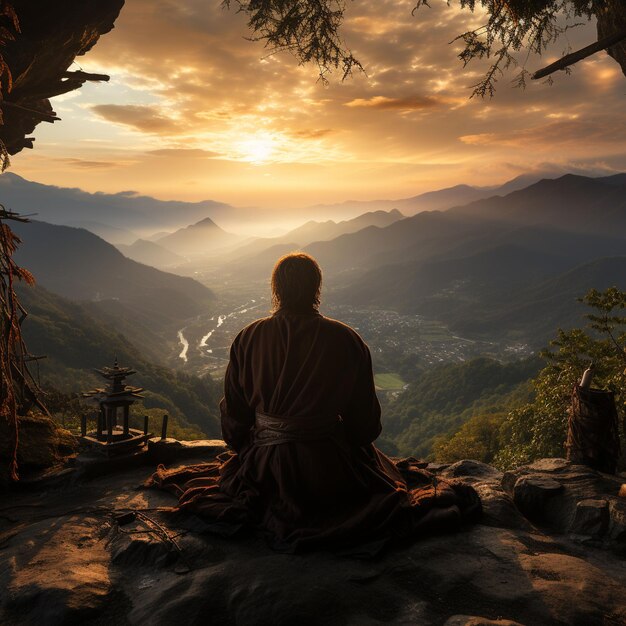 Hombre meditando en el yoga