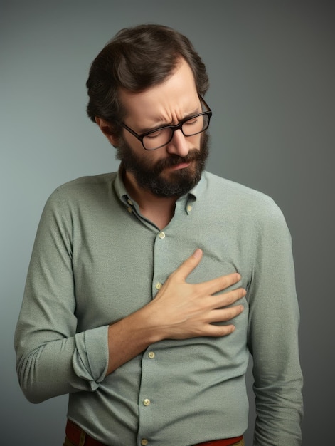 Foto hombre mexicano con dolor sobre fondo neutro