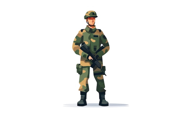 Foto hombre militar en uniforme de camuflaje joven plano