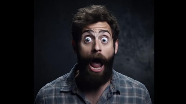 Un hombre con una mirada de sorpresa en su rostro.