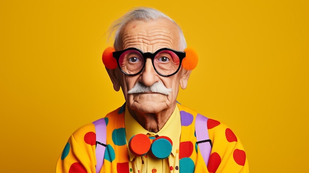 El hombre de la moda puntos cabello loco fondo gafas polka concepto masculino de moda caucásico hipster estilo sonriente joven