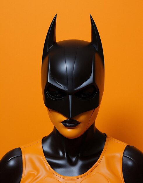 Foto hombre modelo de máscara figura de fondo héroe personaje de batman superhéroe negro juguete cómico