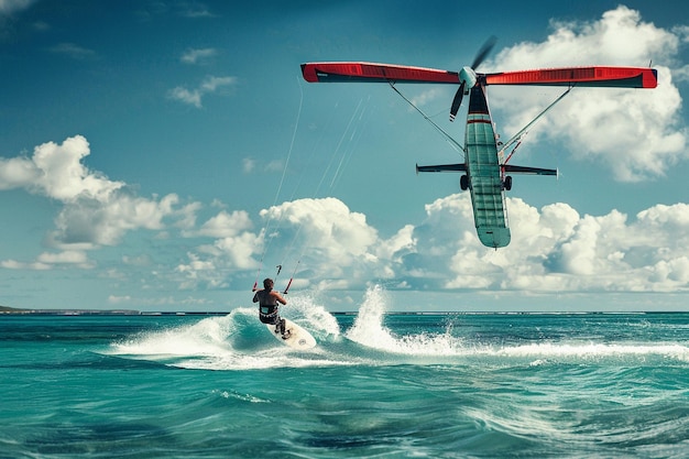 Foto un hombre está montando un jet ski en el agua