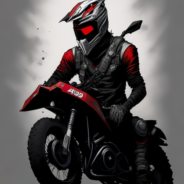 Un hombre montando una motocicleta con un casco rojo y un casco negro.