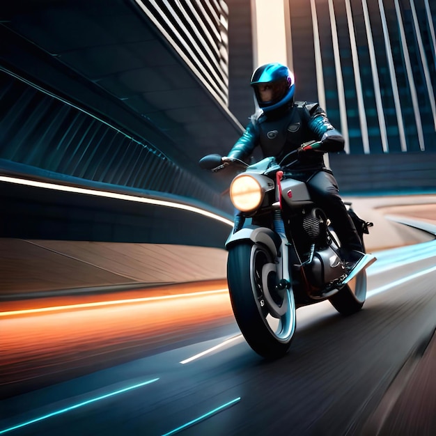 Foto un hombre en una motocicleta con un casco.