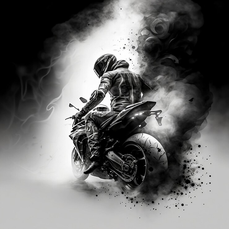 Un hombre en una motocicleta con la palabra velocidad en ella