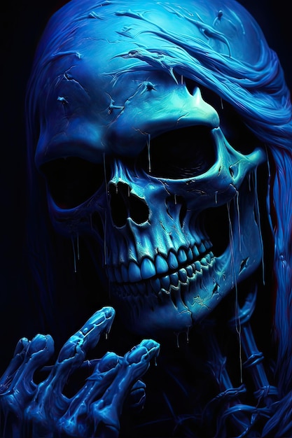 hombre muerto vivo en la noche de Halloween bajo la luna azul
