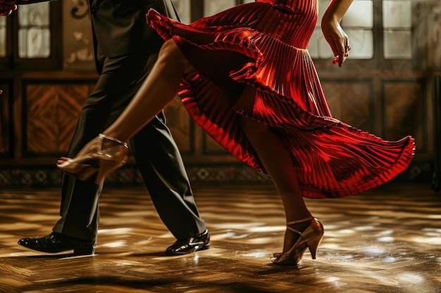 Foto un hombre y una mujer bailando en una pista de baile