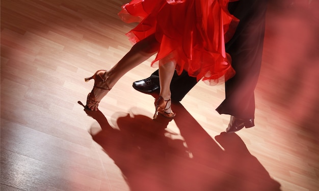 Foto hombre y mujer, bailando, salsa, en, oscuridad