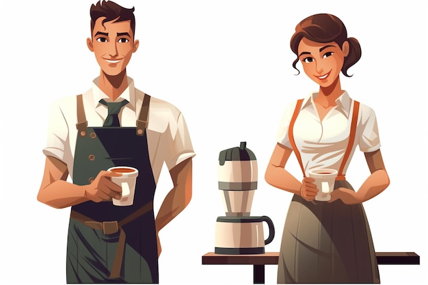 Foto hombre y mujer barista vector