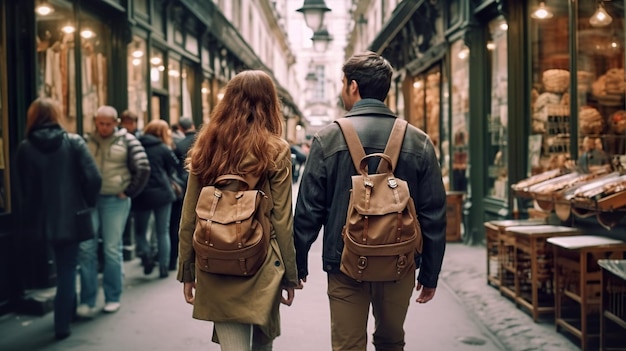 Un hombre y una mujer caminando por una calle imagen generativa de ai