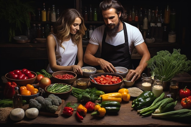 Un hombre y una mujer en una cocina.