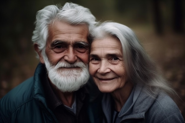 Un hombre y una mujer están sonriendo y el hombre lleva una chaqueta verde.