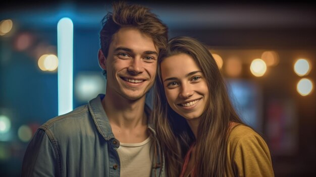 Un hombre y una mujer están sonriendo y mirando a la cámara.