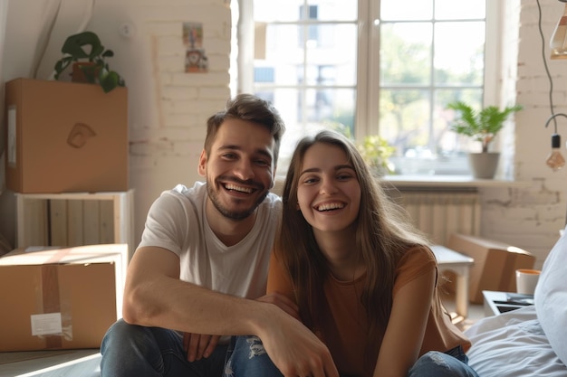 Foto un hombre y una mujer están sonriendo.