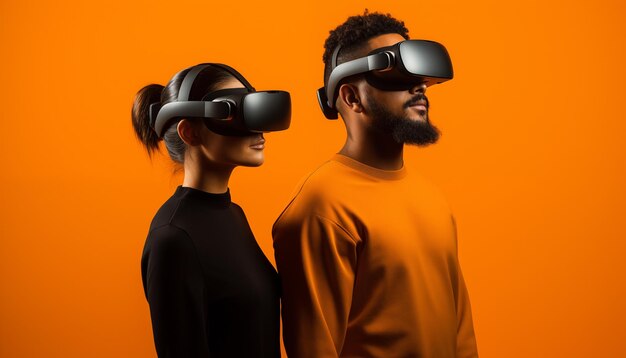 Hombre y mujer con gafas VR