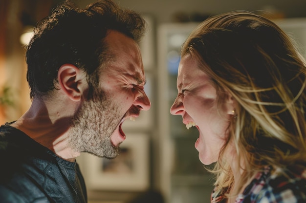 Foto un hombre y una mujer gritándose el uno al otro.