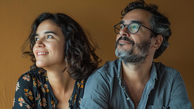 un hombre y una mujer mirando a la cámara con gafas en la cara