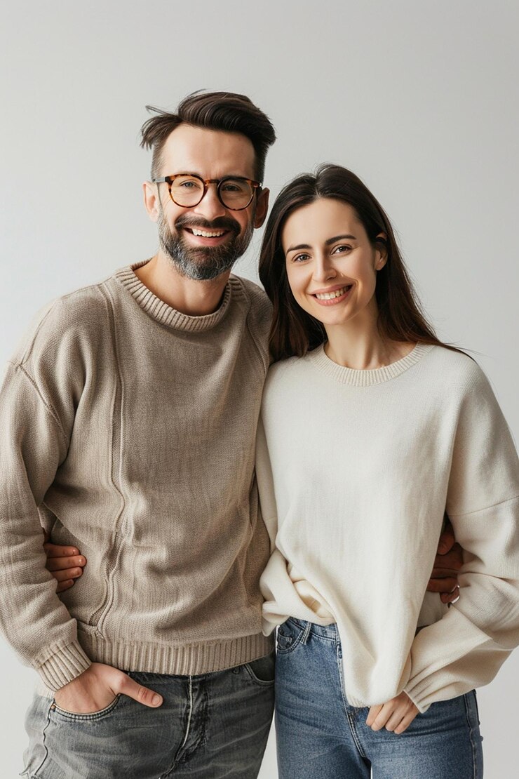 un hombre y una mujer posando para una foto con las palabras la palabra en la parte inferior derecha