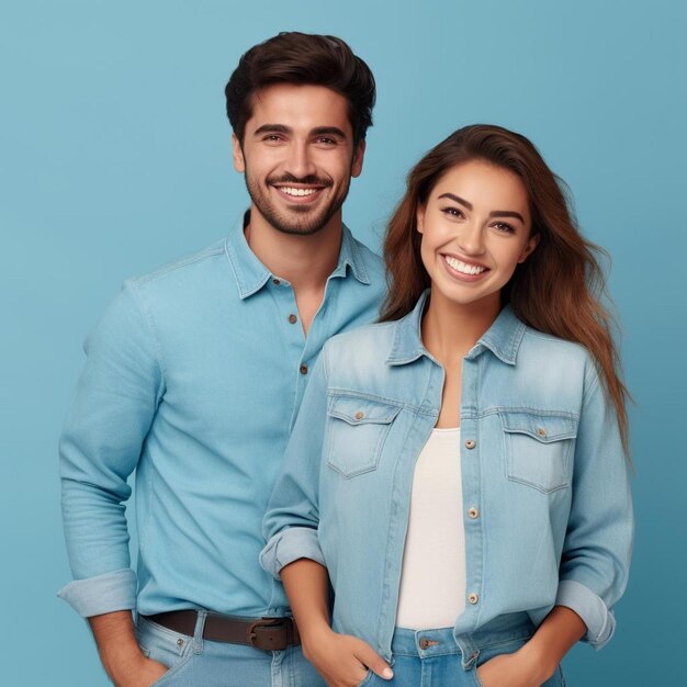 un hombre y una mujer posando para una foto con las palabras que posan para una foto