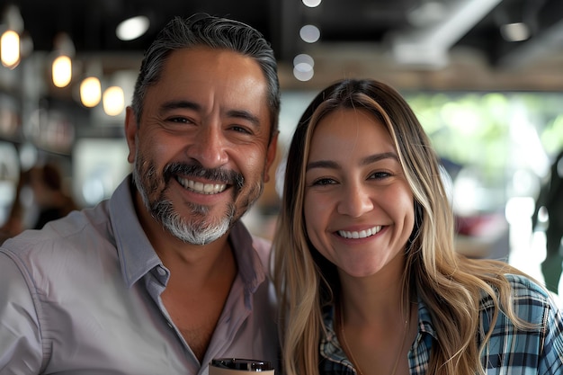 Un hombre y una mujer posando para una foto