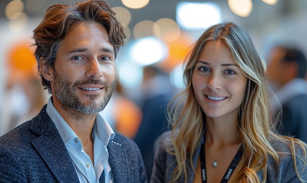 un hombre y una mujer sonriendo a la cámara