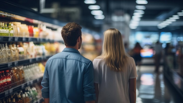 Hombre y mujer en el supermercado.