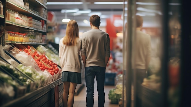 Hombre y mujer en el supermercado.