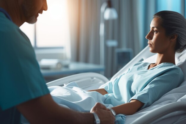 Foto un hombre y una mujer en trajes de hospital