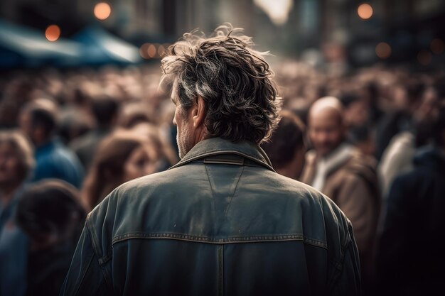 Hombre en la multitud Red neuronal IA generada