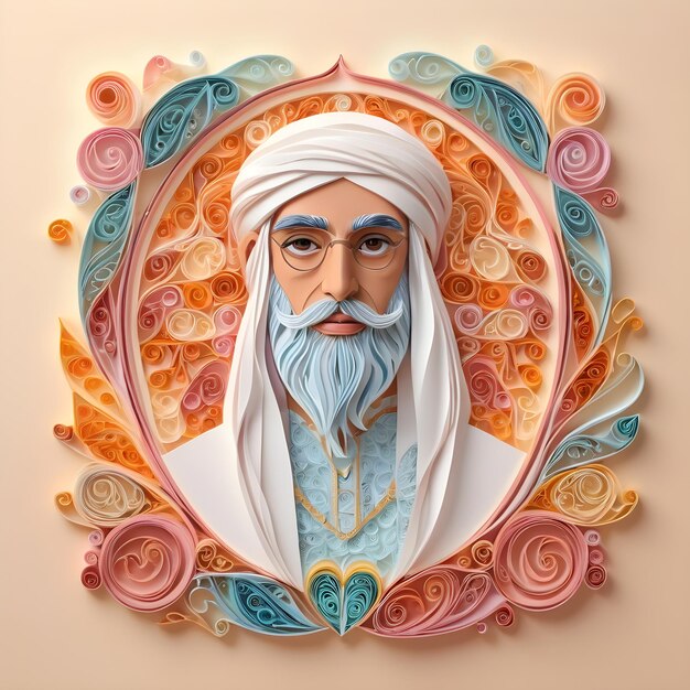 hombre musulmán quilling arte