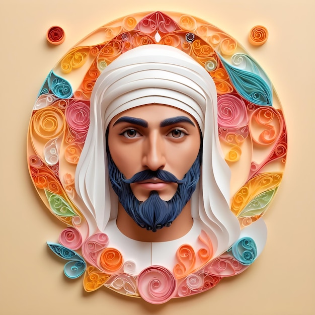 Foto hombre musulmán quilling arte