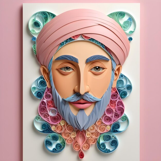 Foto hombre musulmán quilling arte