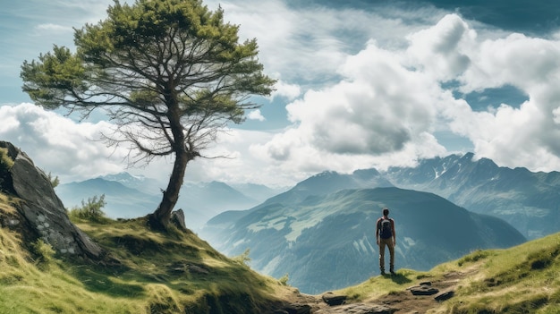 Hombre en la naturaleza Fondo de pantalla HD 8K Imagen fotográfica de stock