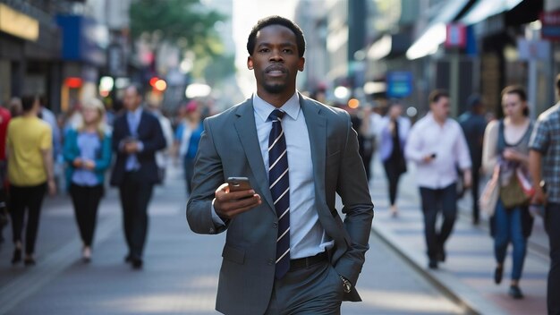 hombre de negocios afroamericano en la calle