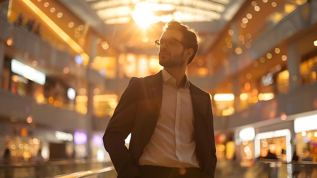 Hombre de negocios en un centro comercial