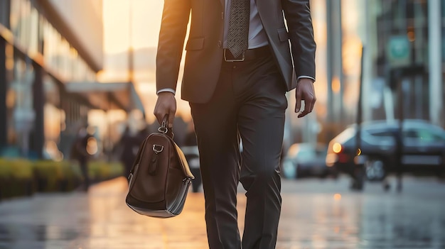 Foto un hombre de negocios confiado caminando por la ciudad.