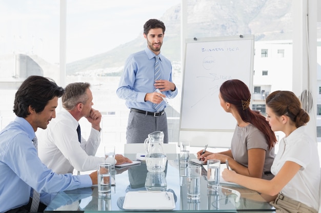 Hombre de negocios dando una presentación