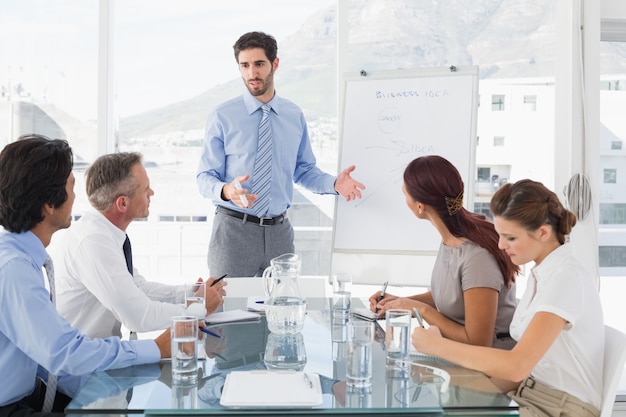 Hombre de negocios dando una presentación