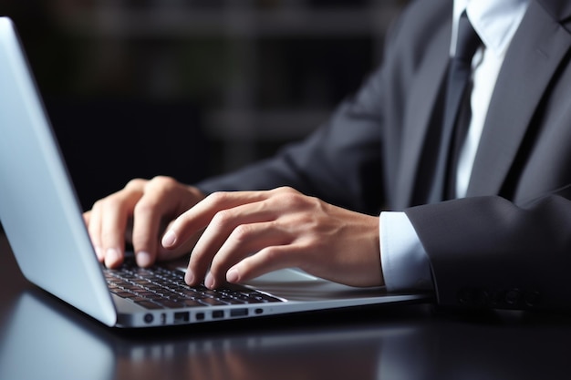 Hombre de negocios escribiendo en el teclado del portátil