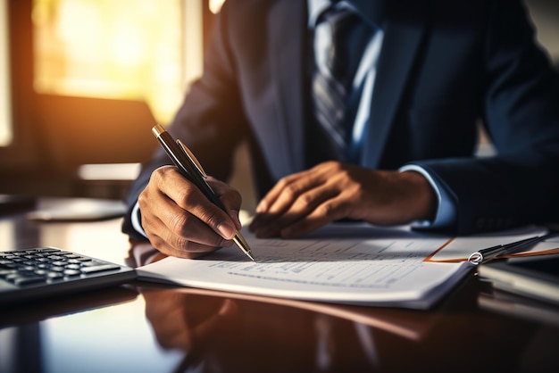 Hombre de negocios firmando un contrato