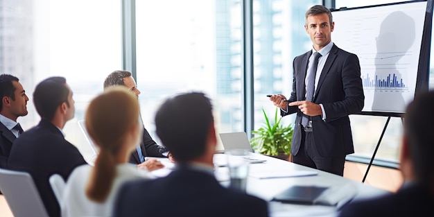 Foto un hombre de negocios haciendo una presentación