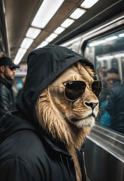 Foto hombre de negocios león