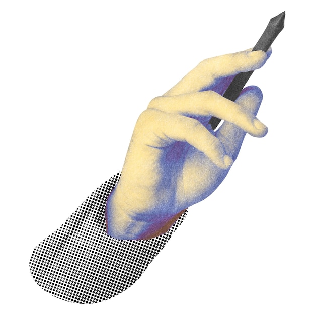 Hombre de negocios con la mano png sosteniendo lápiz adhesivo fondo transparente