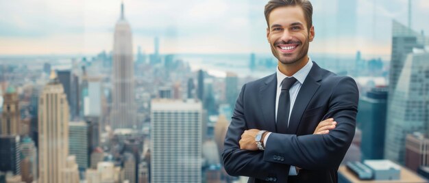 El hombre de negocios moderno en el paisaje urbano